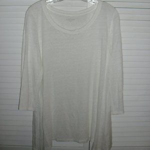EILEEN FISHER WHITE 3/4 SL TUNIC TOP